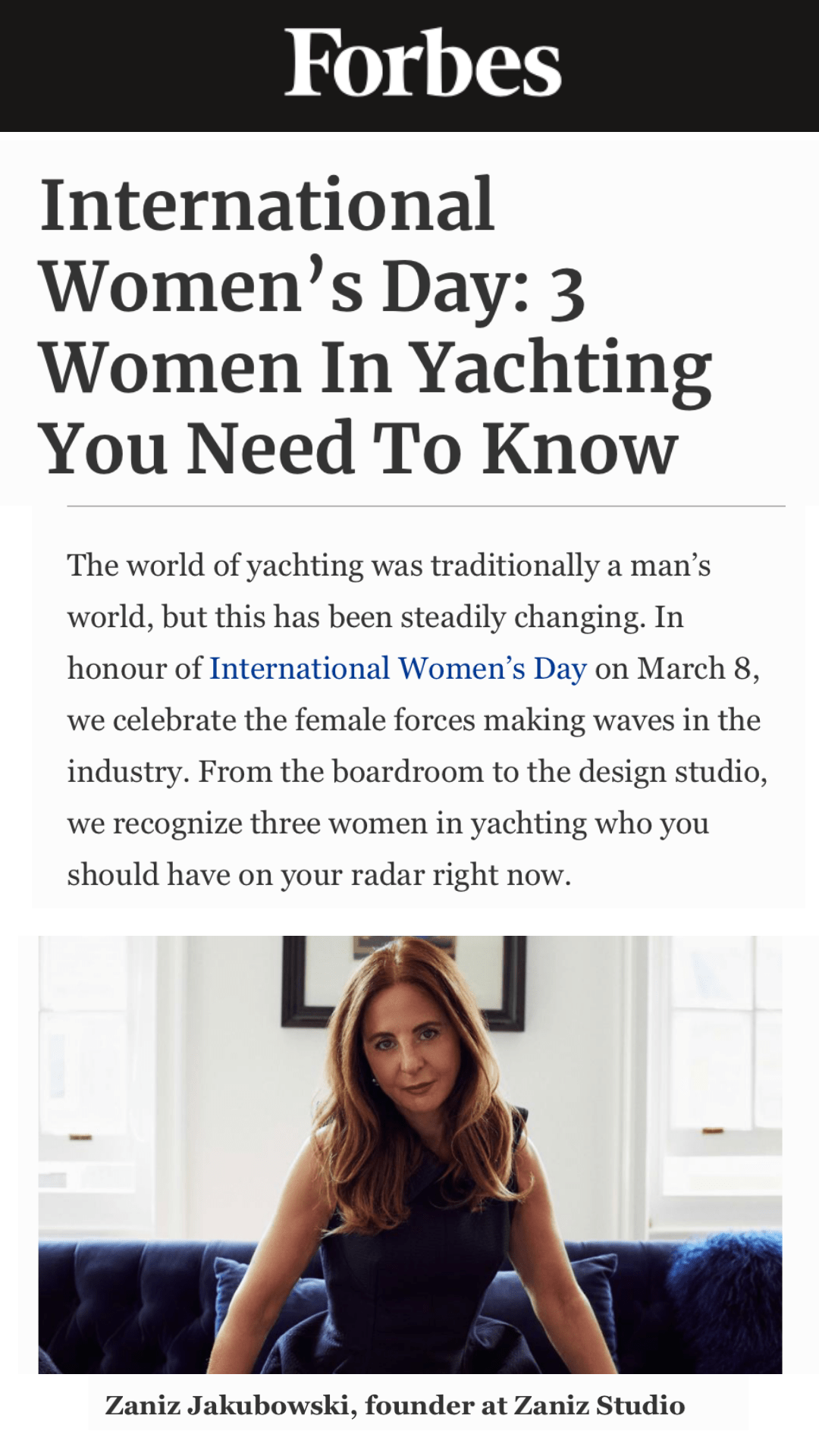International women's day. zaniz jakubowski is one of the women in yachting you need to know
